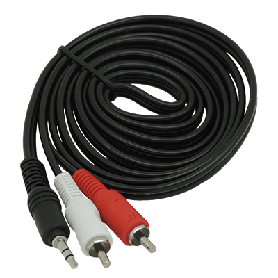 Cable Auxiliar Jack 3.5mm Stereo a 2 RCA Macho 1.8 Metros