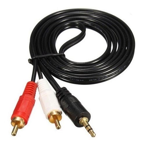 Cable 3.5mm Stereo a 2 RCA macho de 1.5 Metro - conector dorado