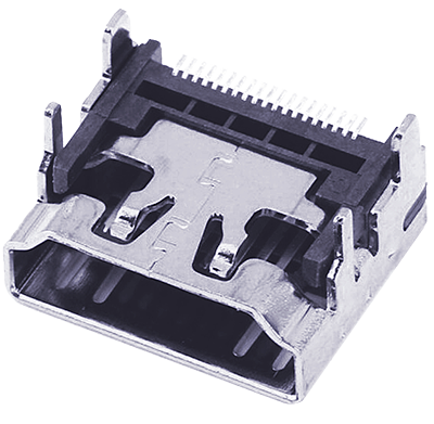 Female HDMI connector for surface mount