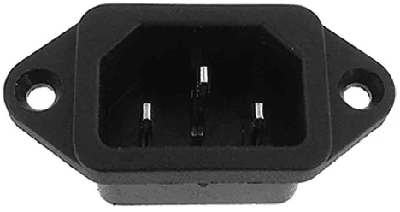 C14 male connector for panel mounting.