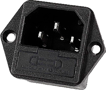 Fused C14 male connector for panel mounting