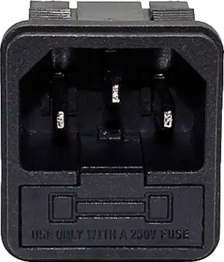 Conector C14 macho con fusible para montaje con clips