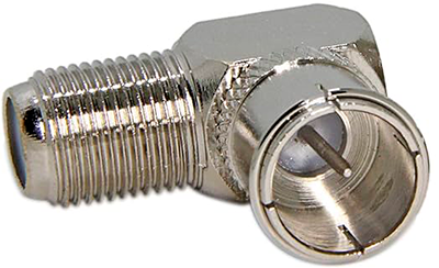 Coaxial F male female L-shaped coupling