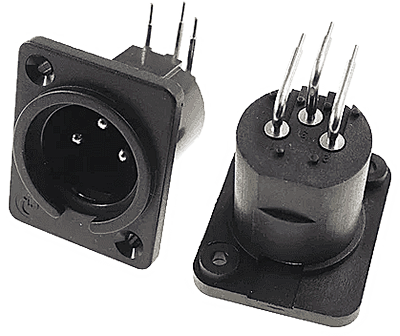Male XLR connector for panel mounting