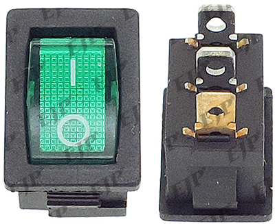 Three pin green lighted switch