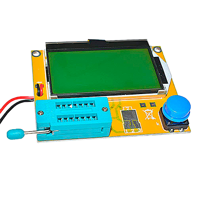 Probador de componentes electrónicos con pantalla LCD