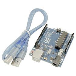 Arduino UNO R3 board with USB cable